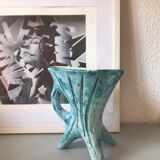 Vintage tripod pitcher blue style vallauris 1960
