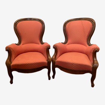 Pair of armchairs Louis Philippe mahogany XIX century