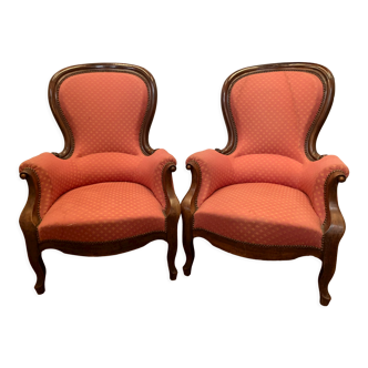 Pair of armchairs Louis Philippe mahogany XIX century