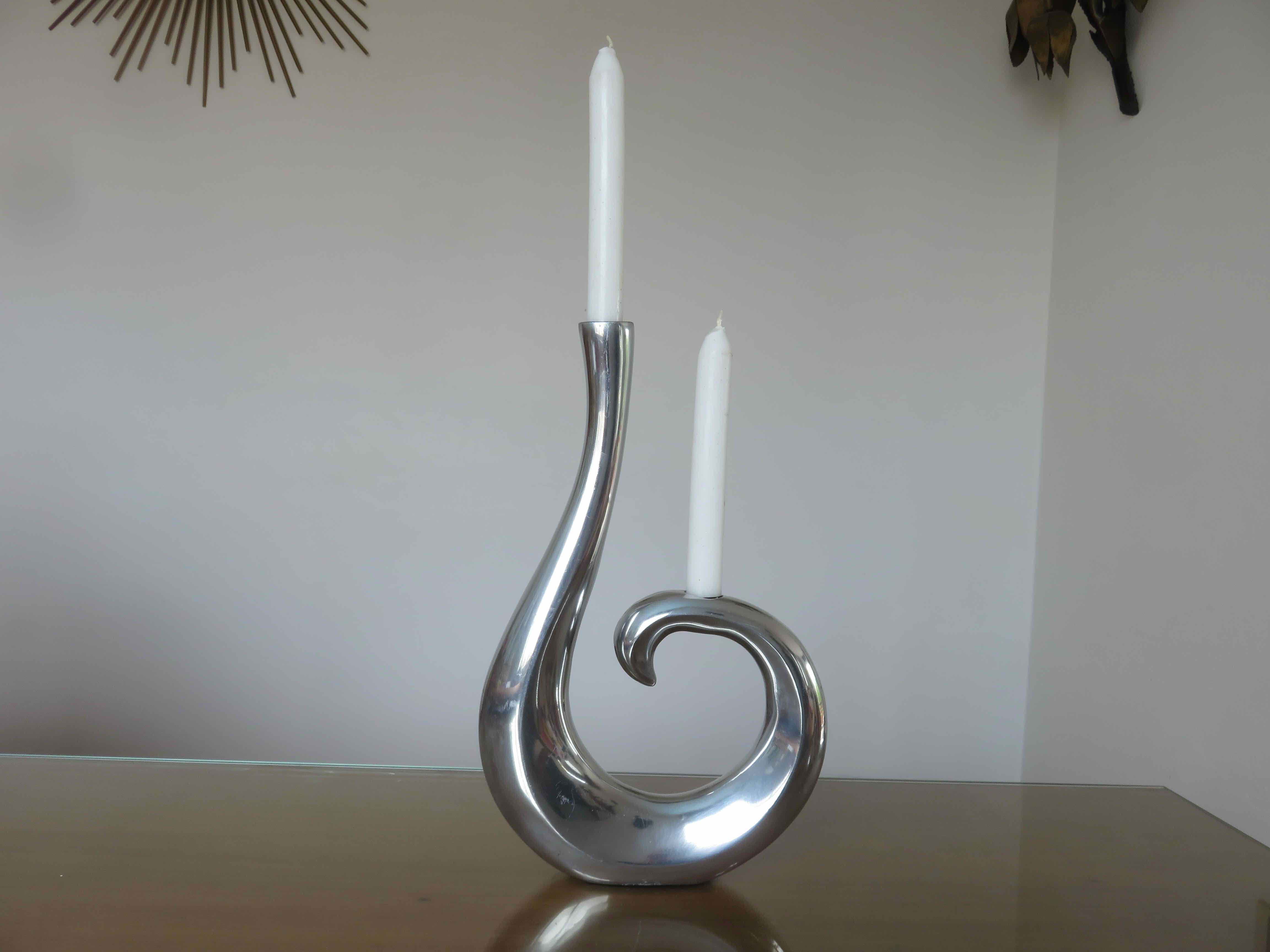 Design candle holder in cast aluminum 80s
