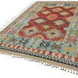 Handwoven Turkish Rustic 228 cm x 300 cm Multicolor Wool Carpet