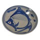 Chinese dish plate with blue carp decor