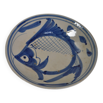 Assiette plat chinois décor carpe bleue