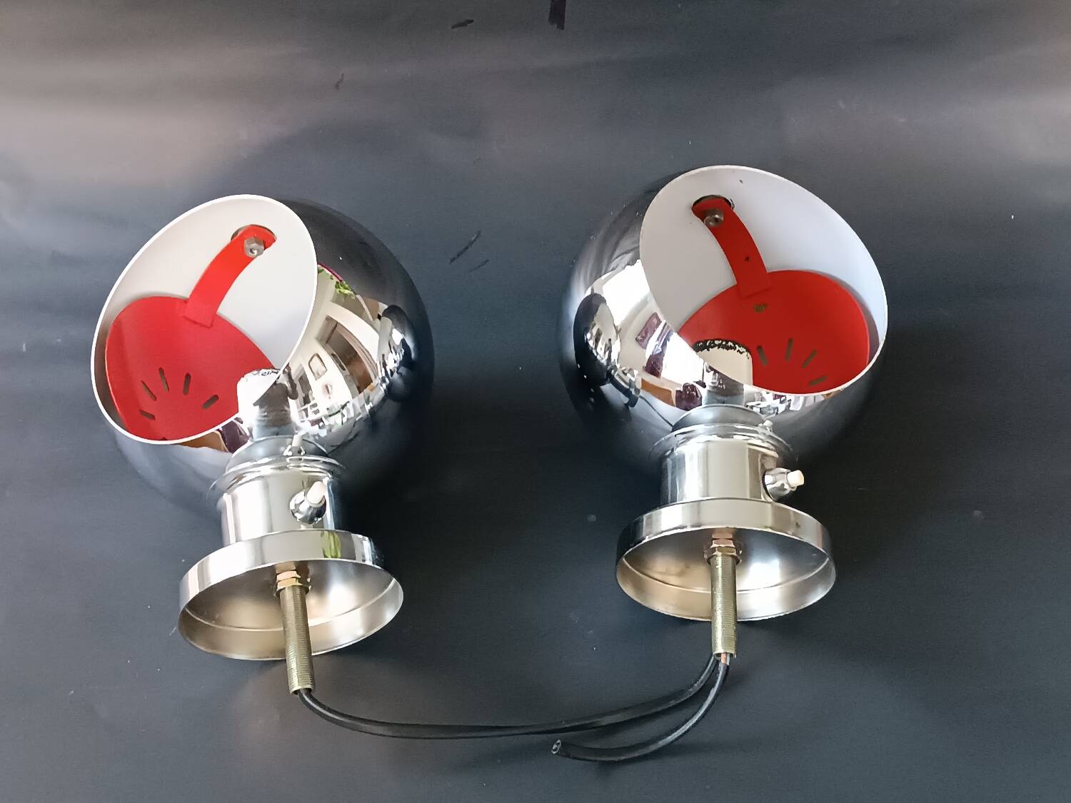 Two designer lamps without the eyeball base 1970