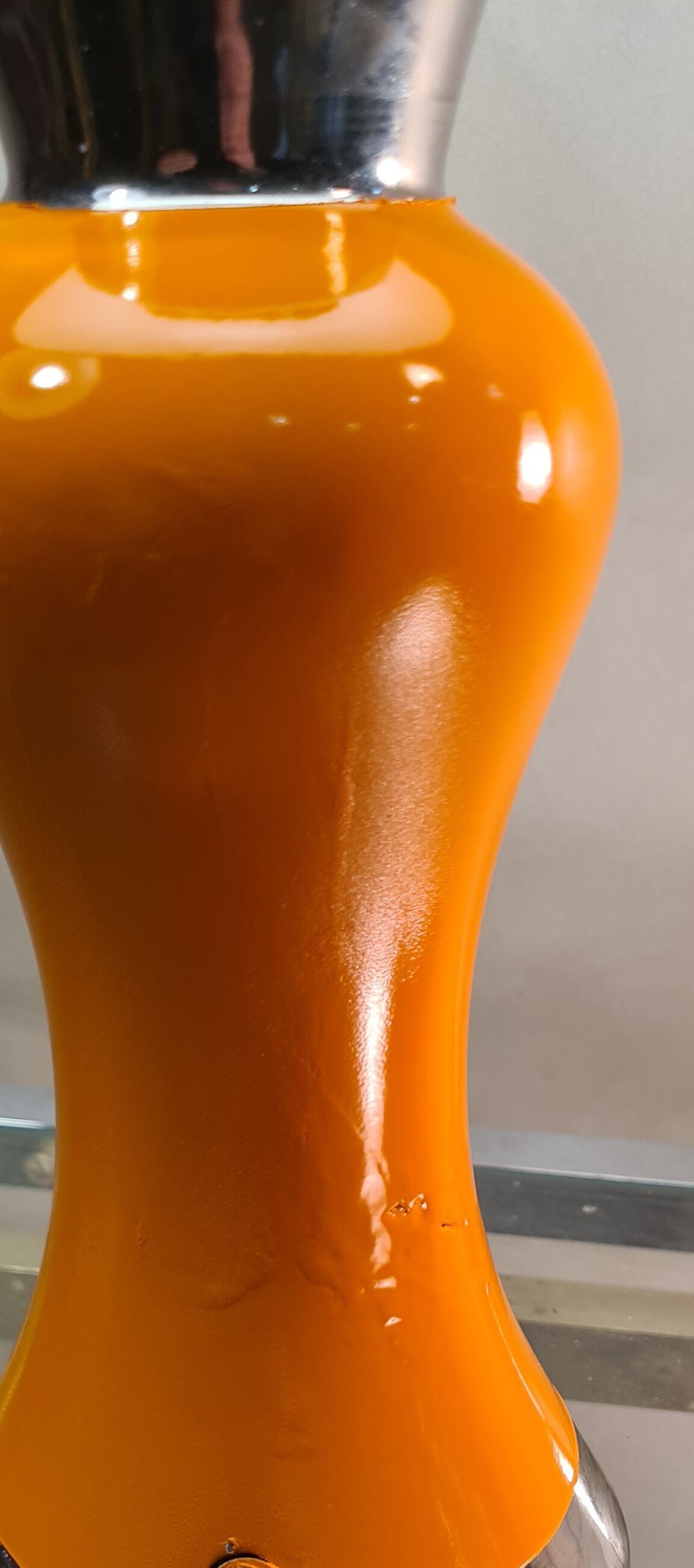 large lamp in ceramic silver and orange varnished