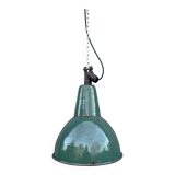 Industrial Green enamel Factory Pendant Lamp OBg-3,  1960s