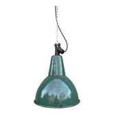 Industrial Green enamel Factory Pendant Lamp OBg-3,  1960s