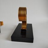 Pair of vintage Art Deco style bookends in marble and gold-plated metal