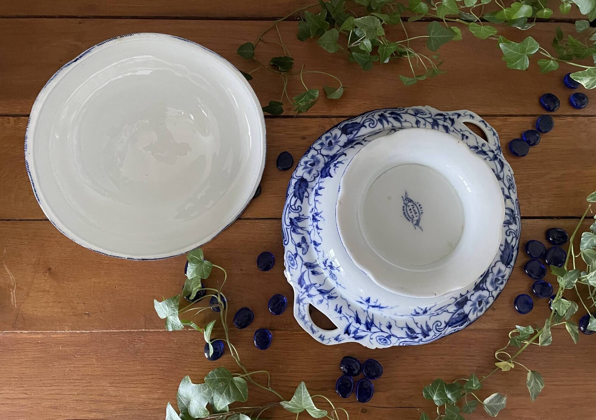 Very old vegetable dish in Creil & Montereau earthenware.