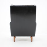 1970s leather wingback lounge chair, denmark