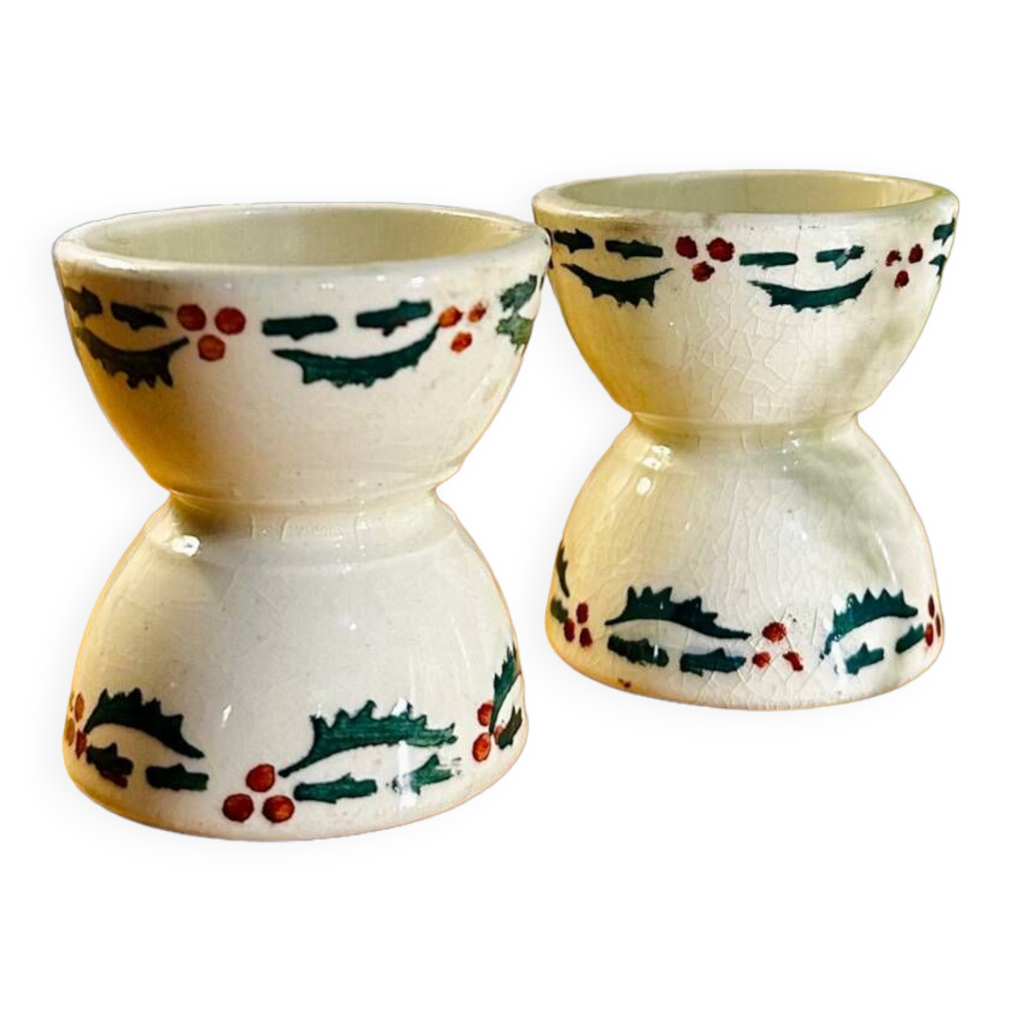 Set of 2 earthenware diabolo egg cups