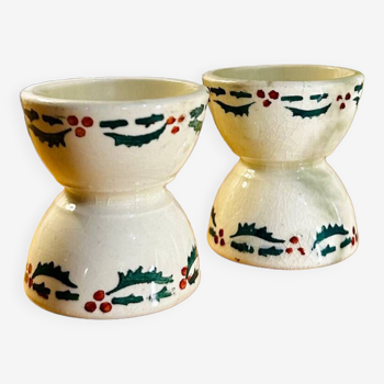 Set of 2 earthenware diabolo egg cups