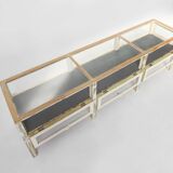 Beautiful patinated large rustic oak display case, France ca. 1900