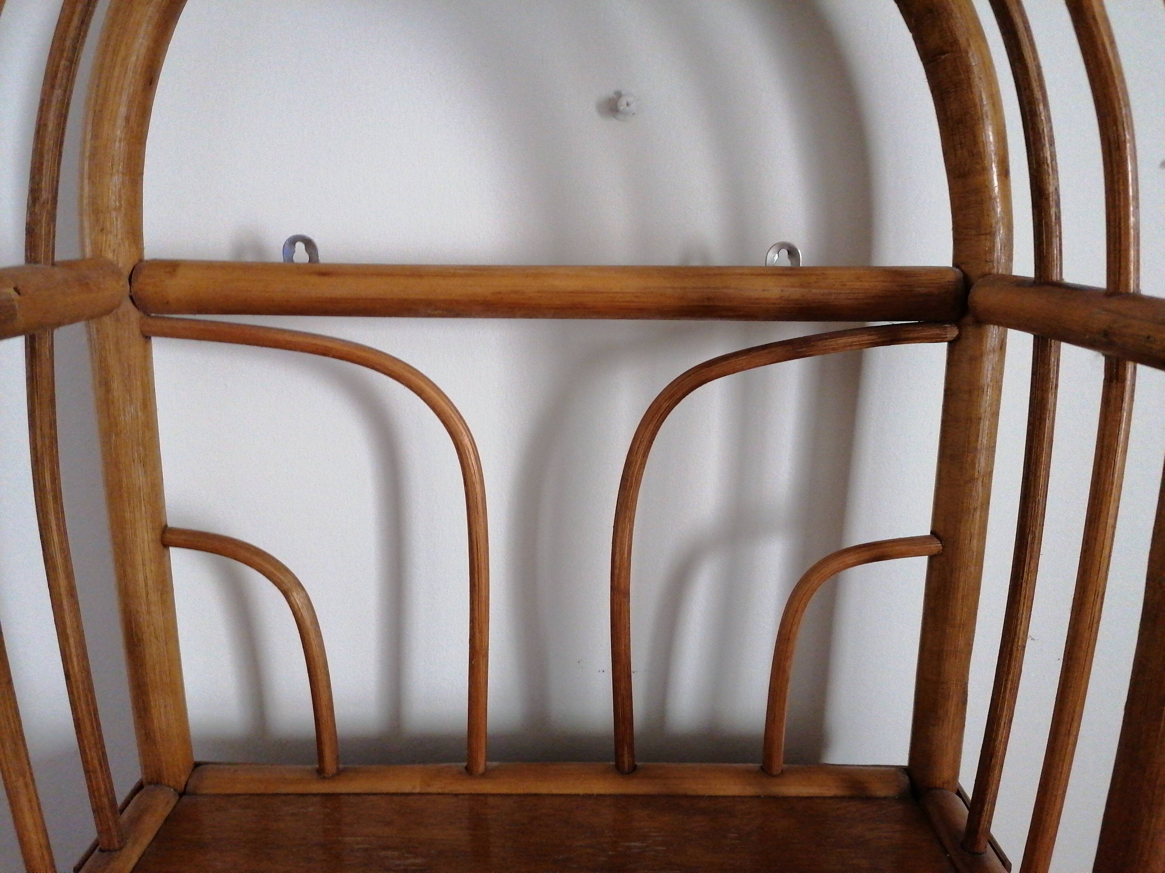 Vintage rattan wall shelf