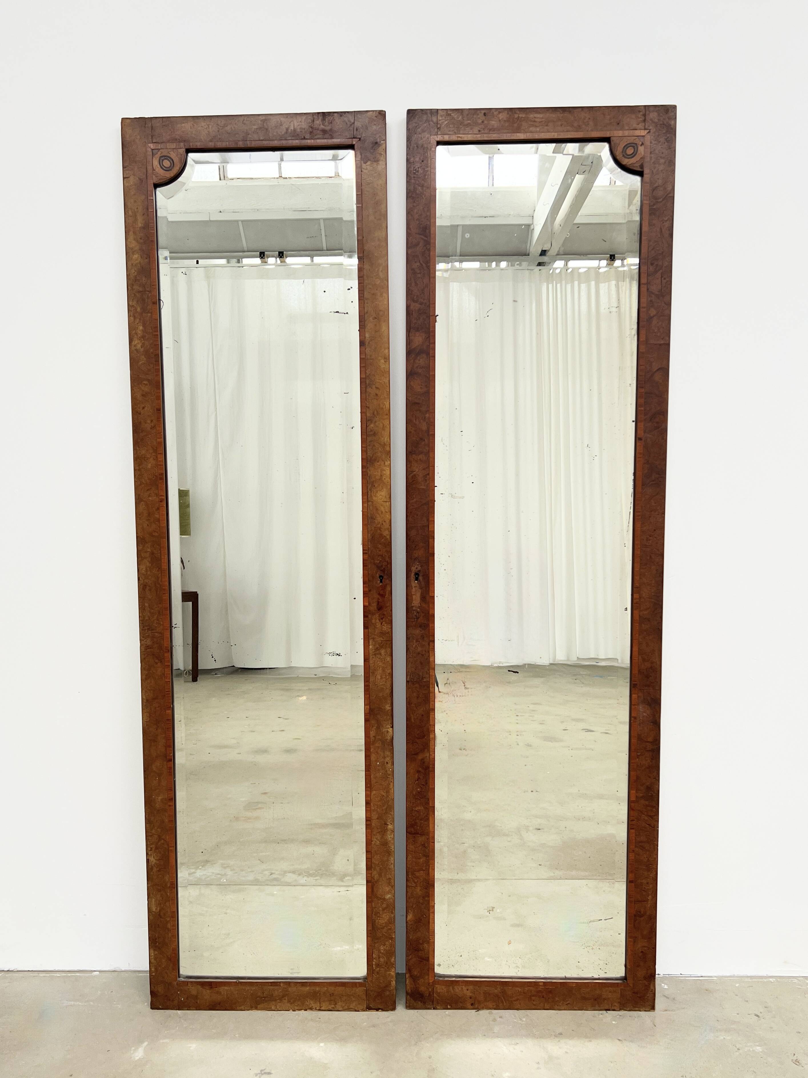 Pair of antique Art Deco mirror doors