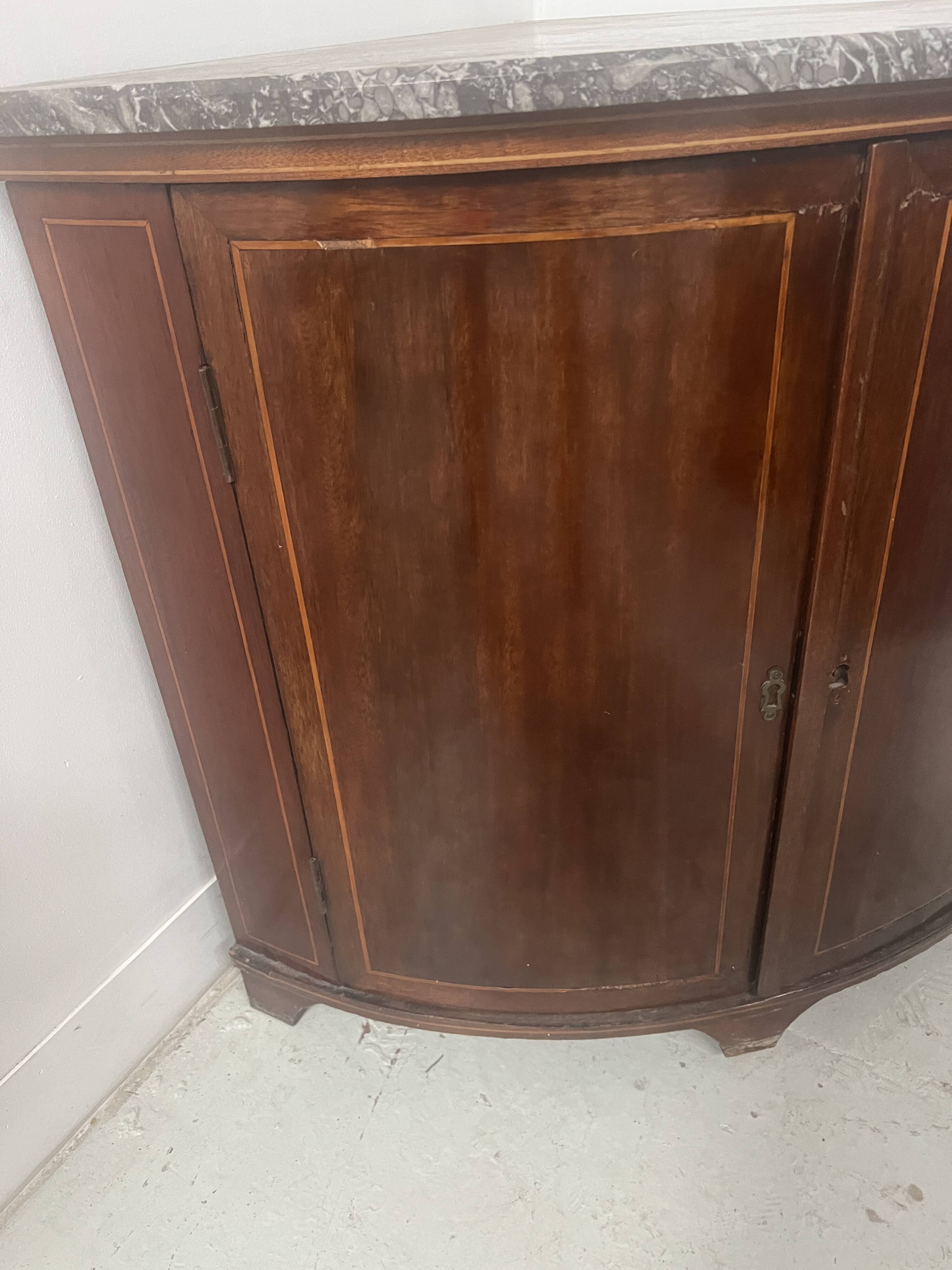 Half-moon corner cabinet in Louis XVI style, 19th century