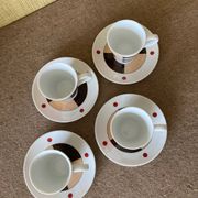 4 tasses et sous tasse, café San Marco décor Linda Pozzoli