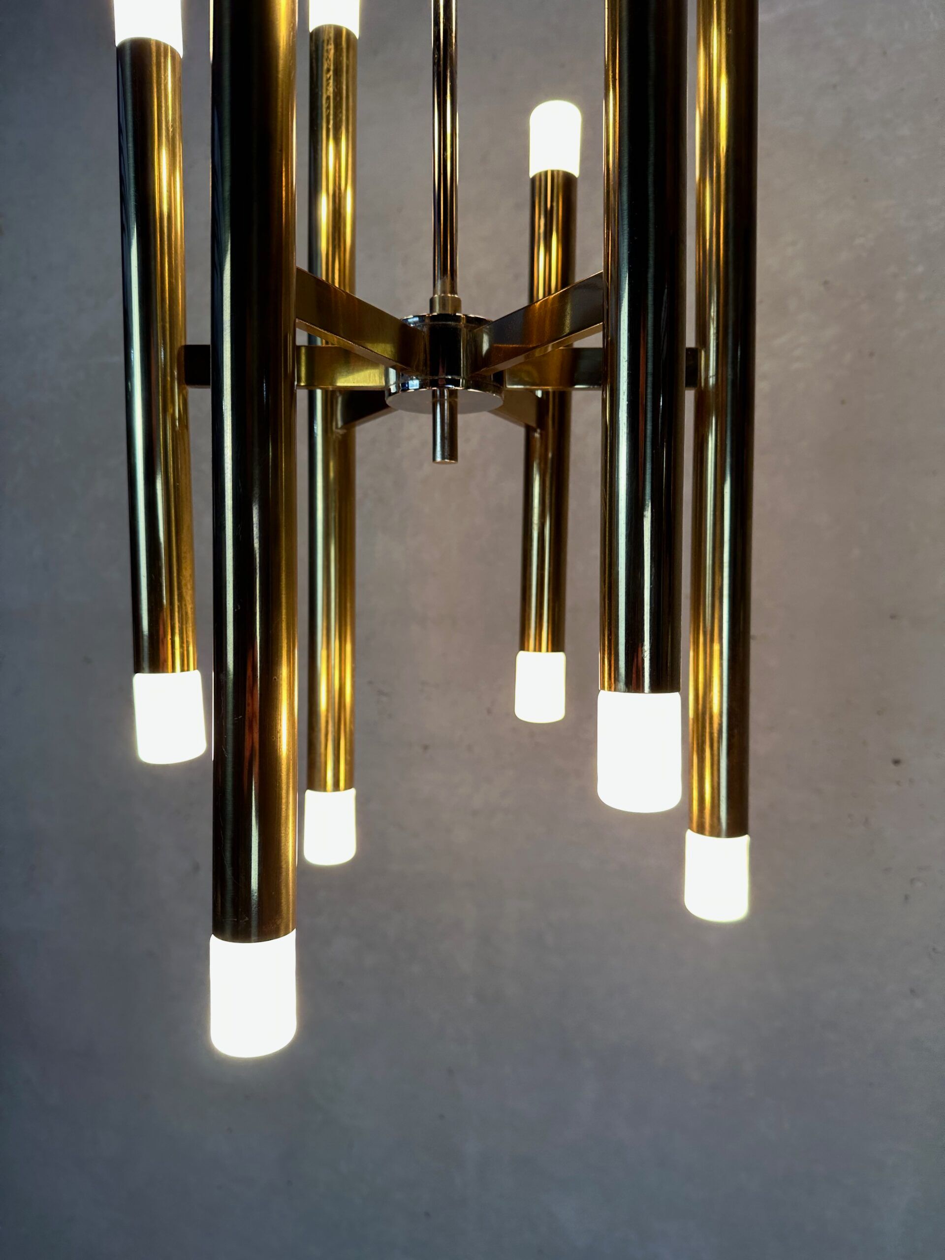 Vintage brass tubular Boulanger pendant lamp