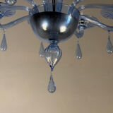 Venetian glass chandelier in blue Murano, circa 1980.