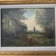 Tableau Ecole française XIXème huile sur panneau femme en sous bois Cadre ancien