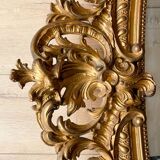 Grand miroir à parecloses en bois et stuc doré - XIXe siècle
