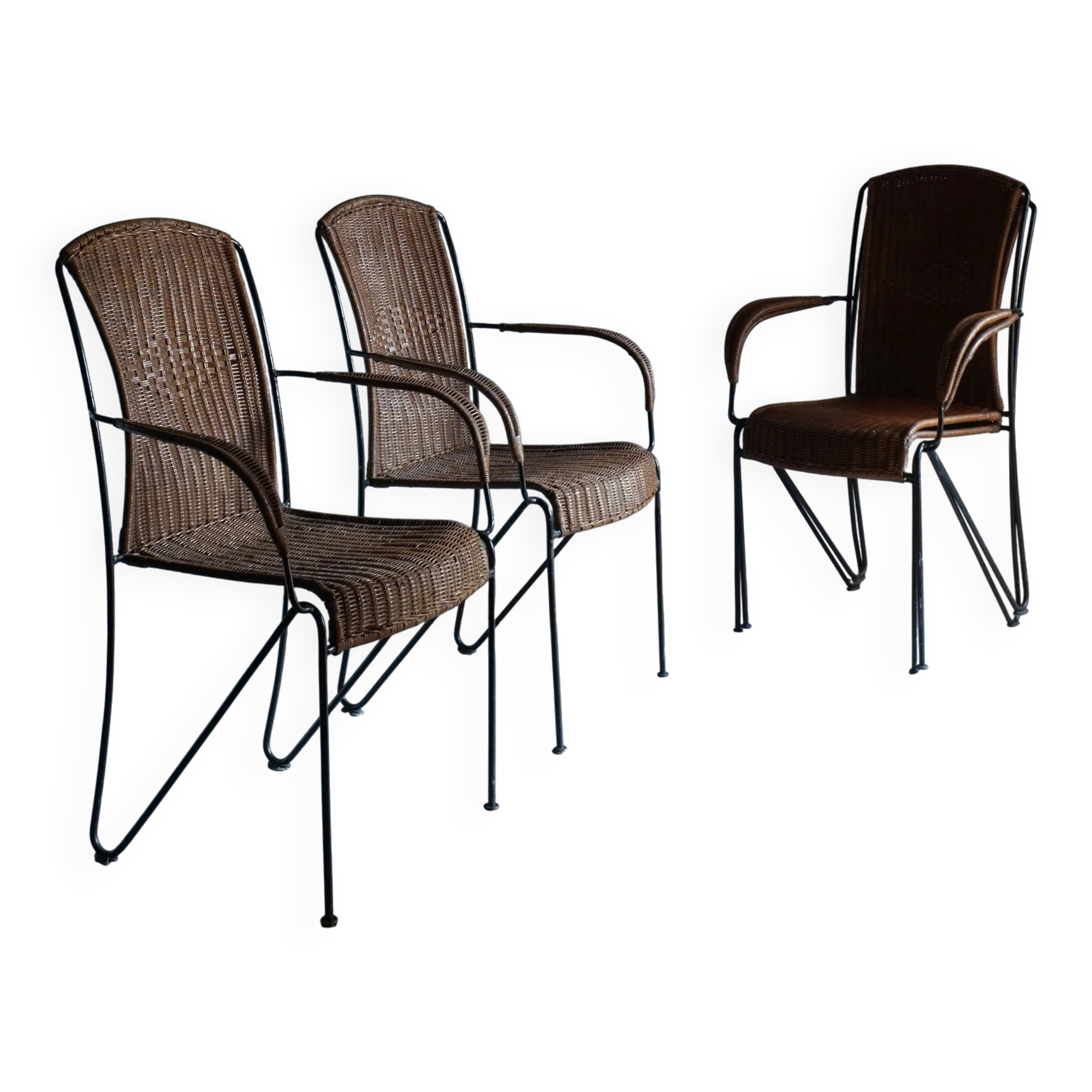 4 Frederick Weinberg wicker iron chairs | 1960s