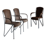 4 Frederick Weinberg wicker iron chairs | 1960s
