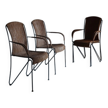 4 Frederick Weinberg wicker iron chairs | 1960s