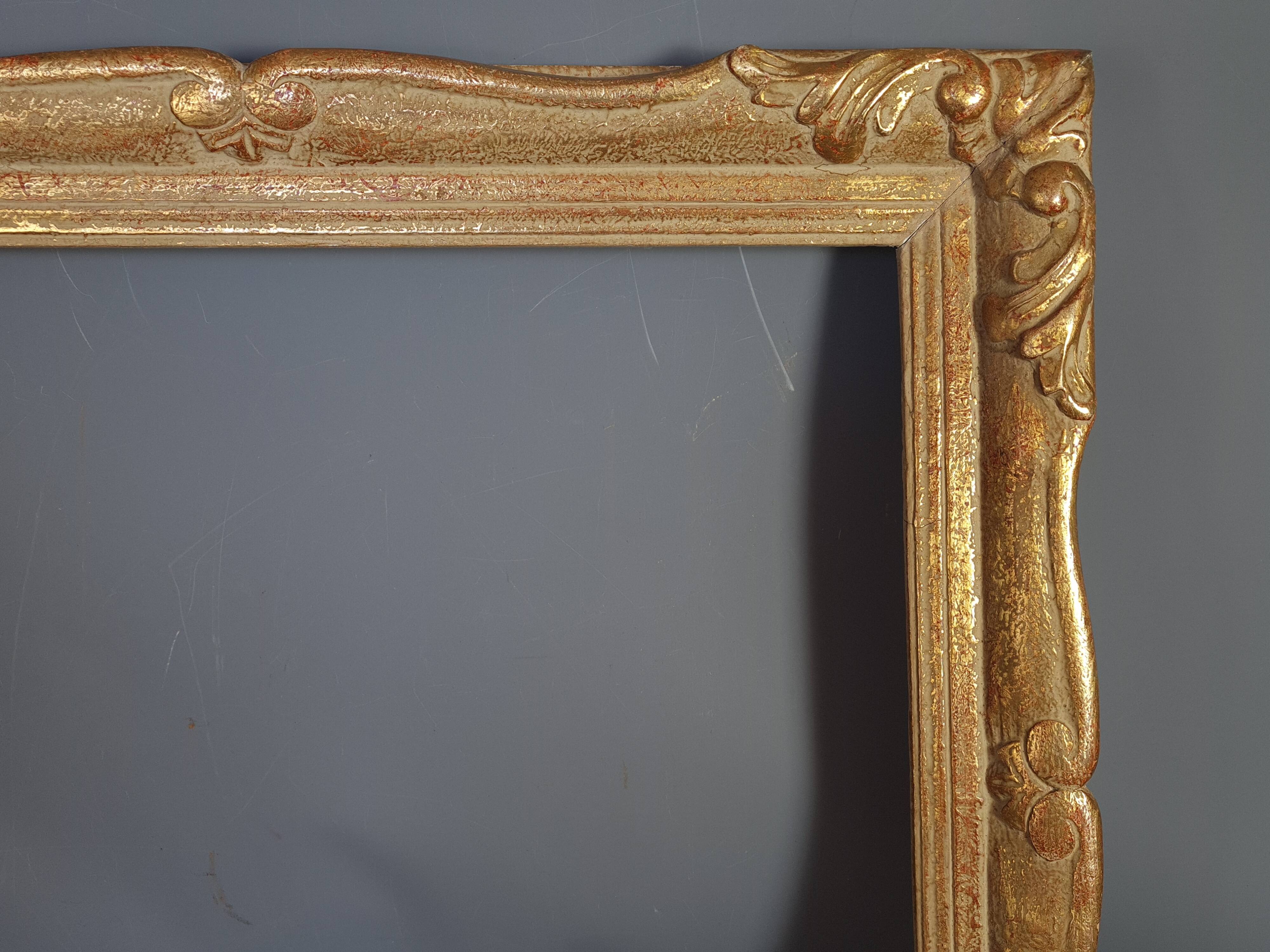 Old frame louis XV style gilded stucco wood 62.5x55 foliage 50.9x43.5 cm SB