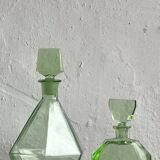 Green glass Art Deco liquor  set, Czechoslovakia 1920s-1930s