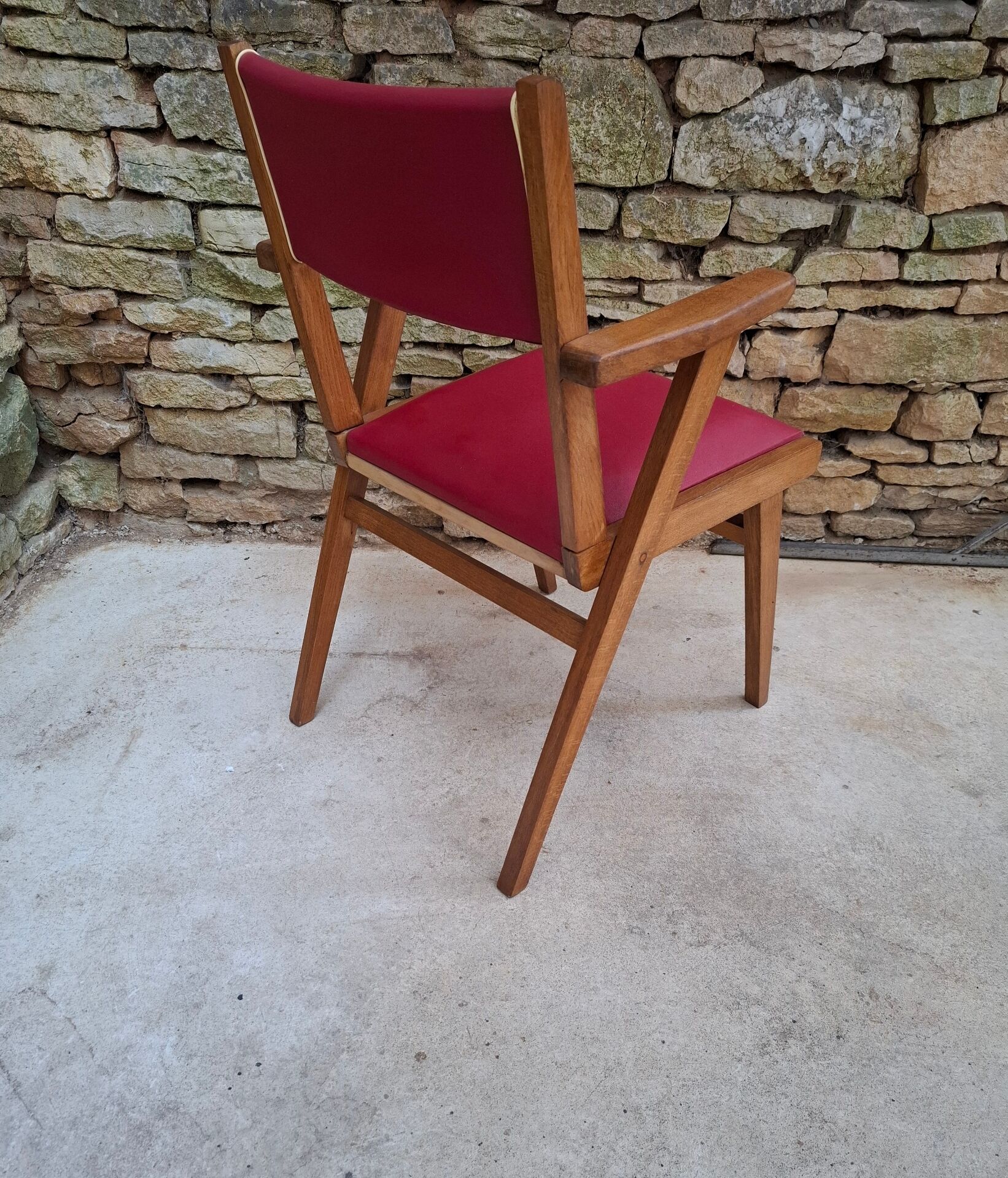 Fauteuil en hêtre et skaï