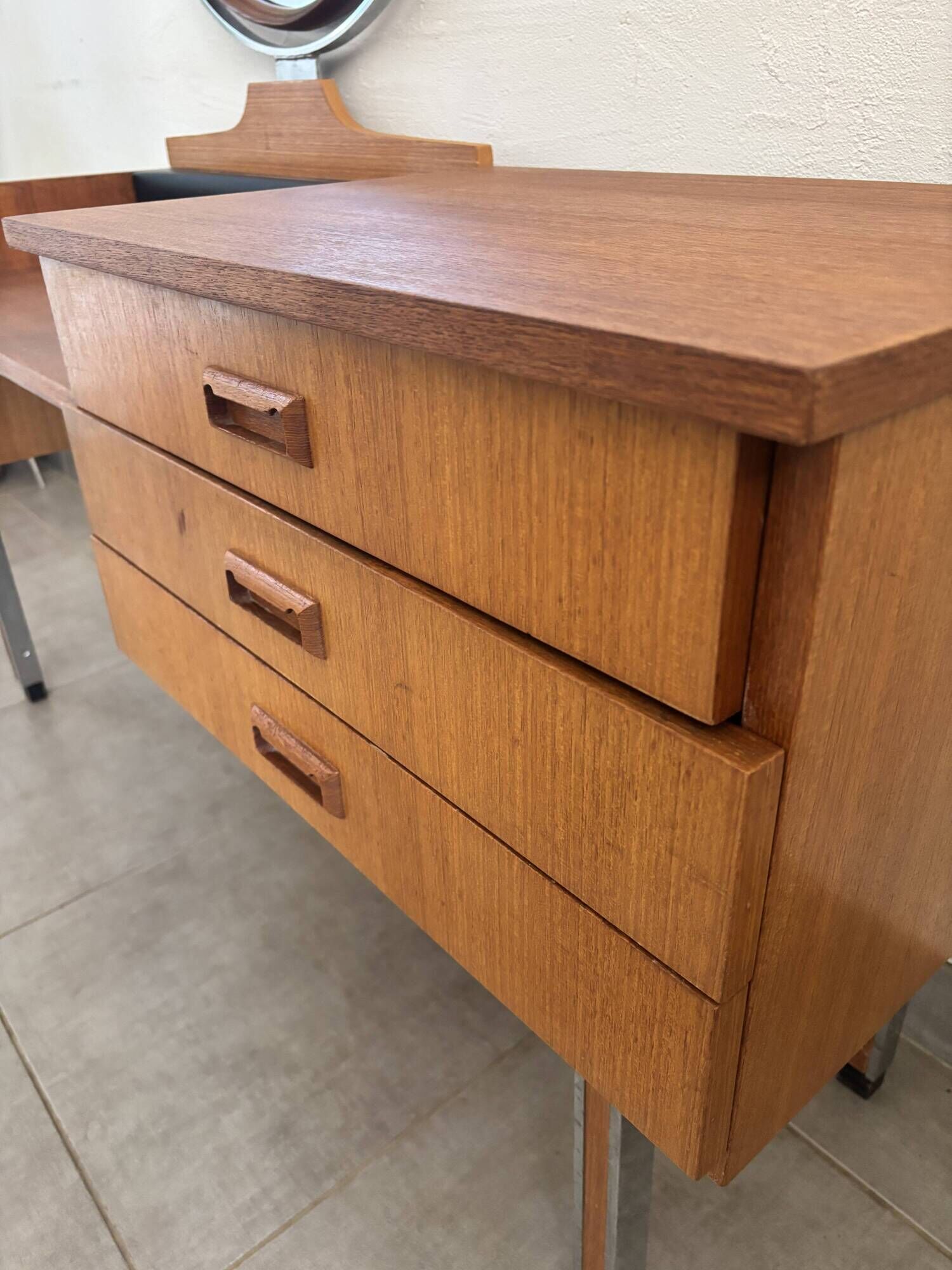 Coiffeuse scandinave vintage en teck, années 60