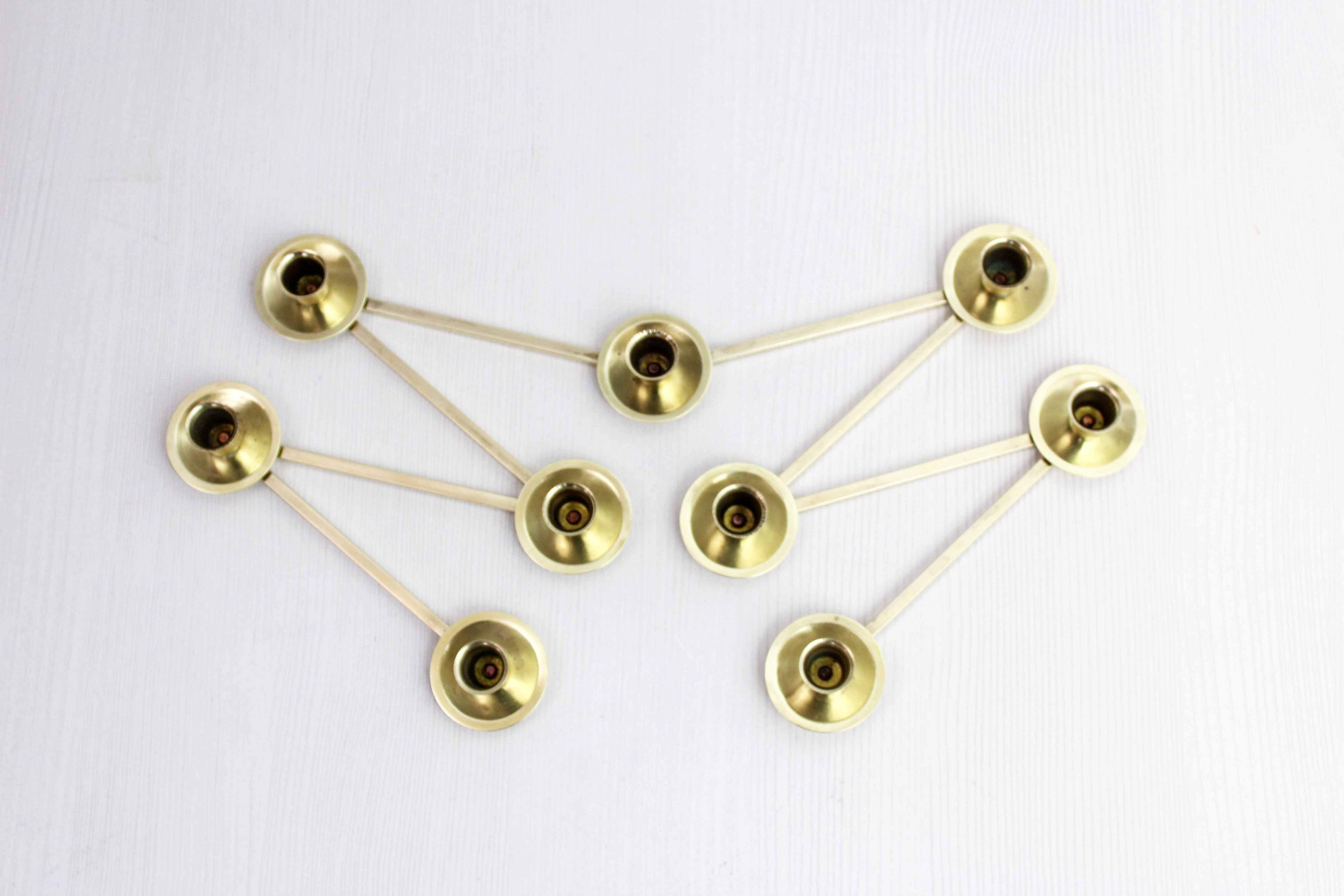 Margareta candle holder by Lars Holmström, brass accordion candle holder 1950