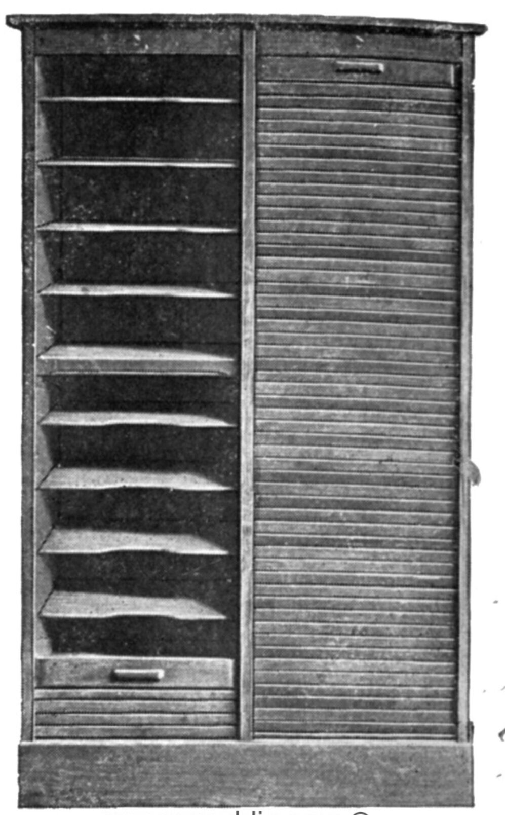 Double frame cabinet with solid oak curtains 50s