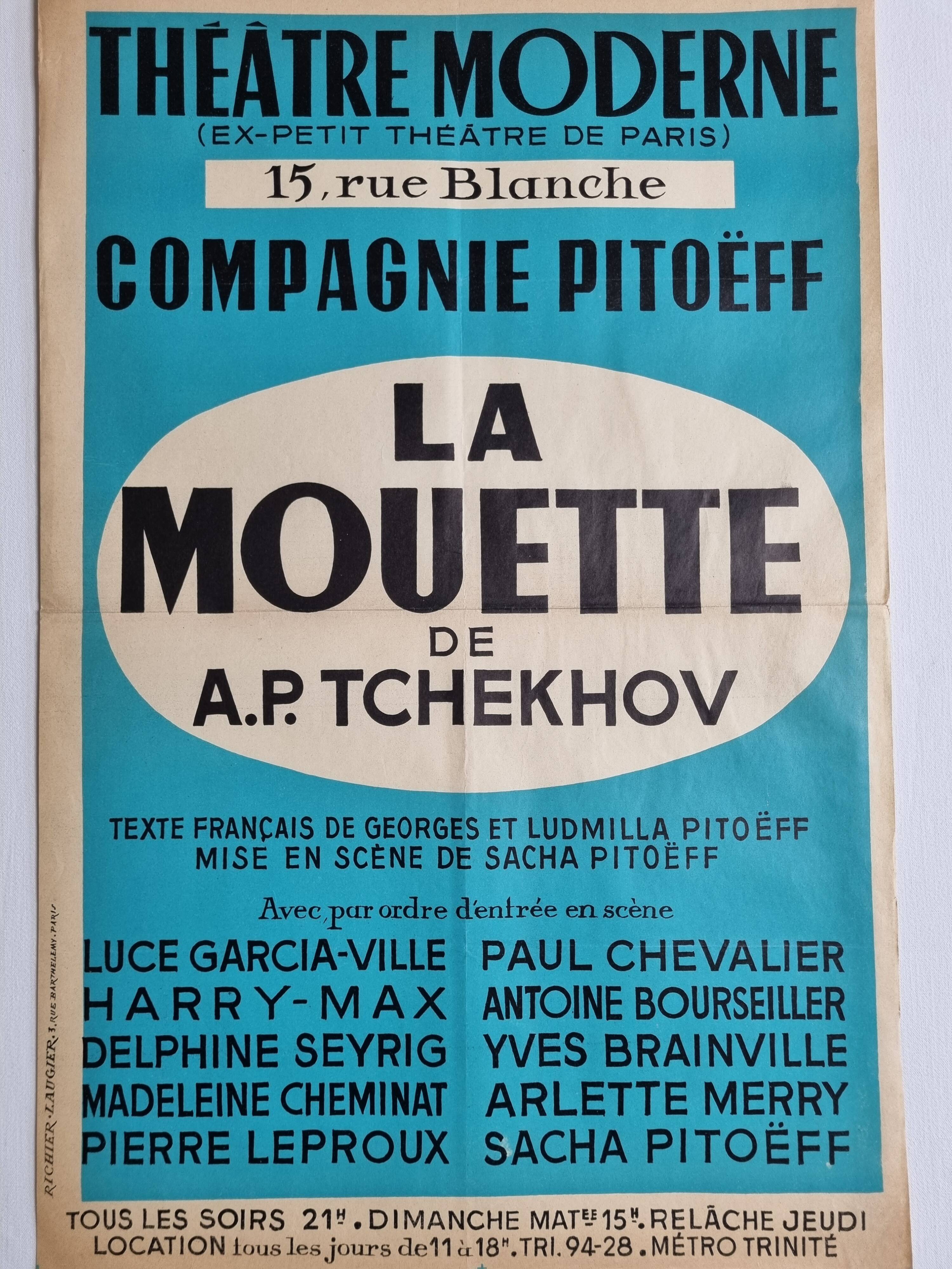 Vintage poster "The Seagull" by Anton Chekhov, 1950s, 38 x 60 cm
