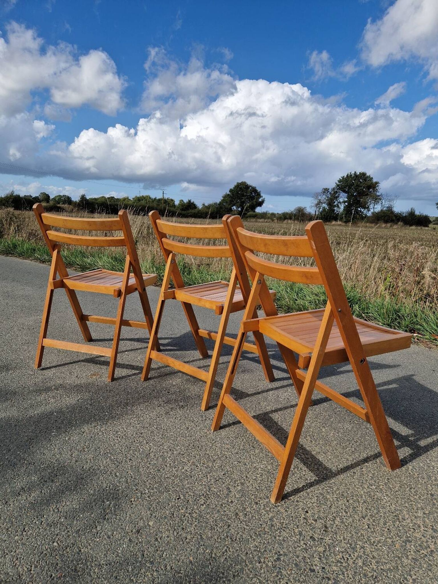 Set of 3 vintage folding chairs