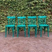 Set of 4 green bistro chairs