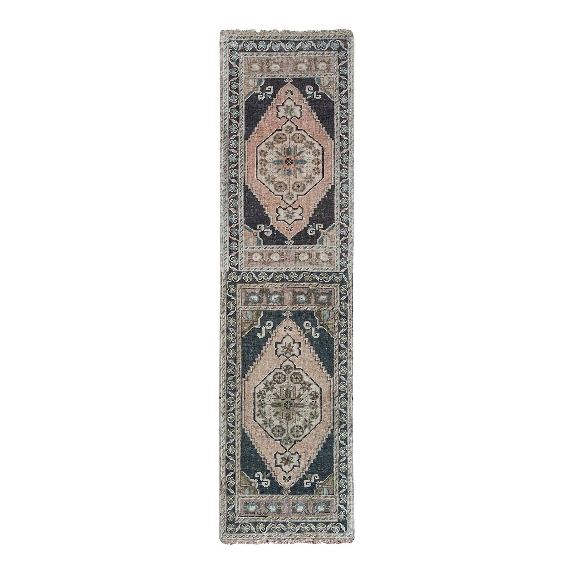 Vintage Turkish hallway rug 52x197 cm
