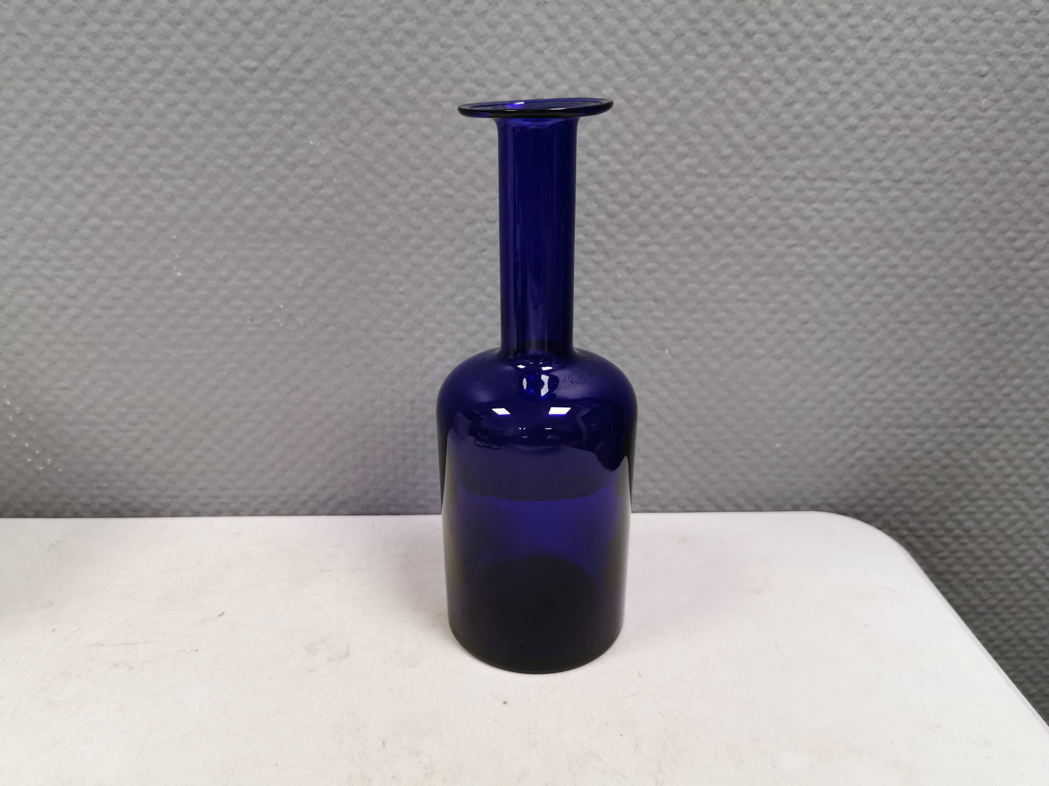 Huge blue glass vase by Otto Brauer for Holmegaard Denmark 1960s