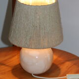 Alabaster ball lamp foot with rope lampshade
