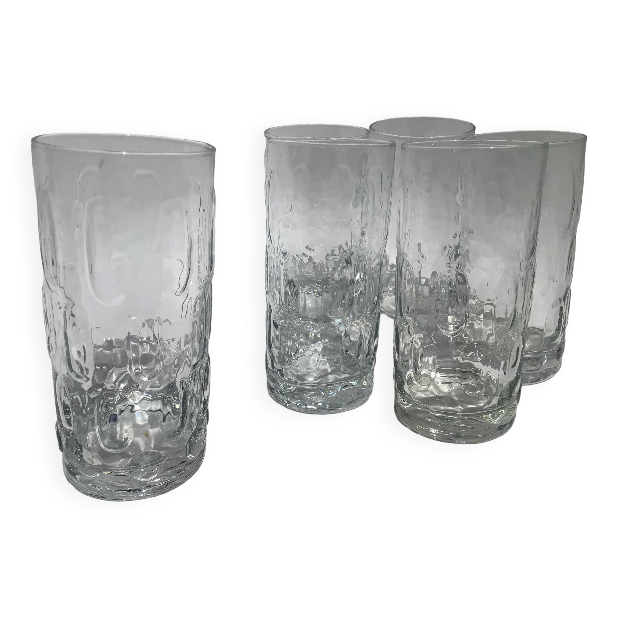 6 Long drink glasses relief glass oval bubbles Pernod