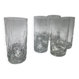 6 Long drink glasses relief glass oval bubbles Pernod
