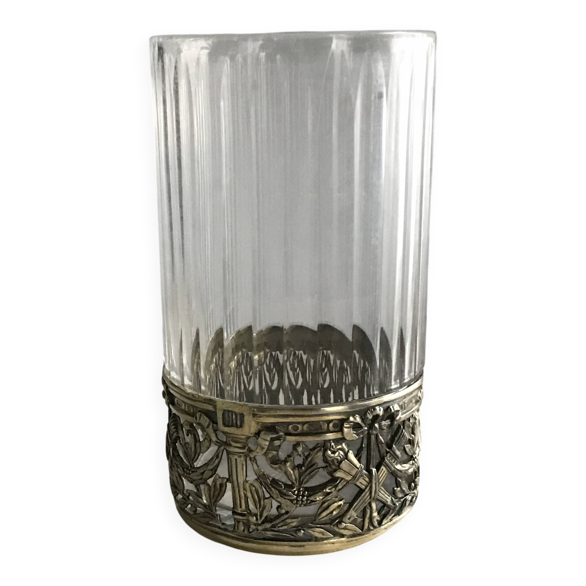 Antique crystal and solid silver tea glass