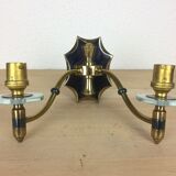 Applique double laiton verre années 50