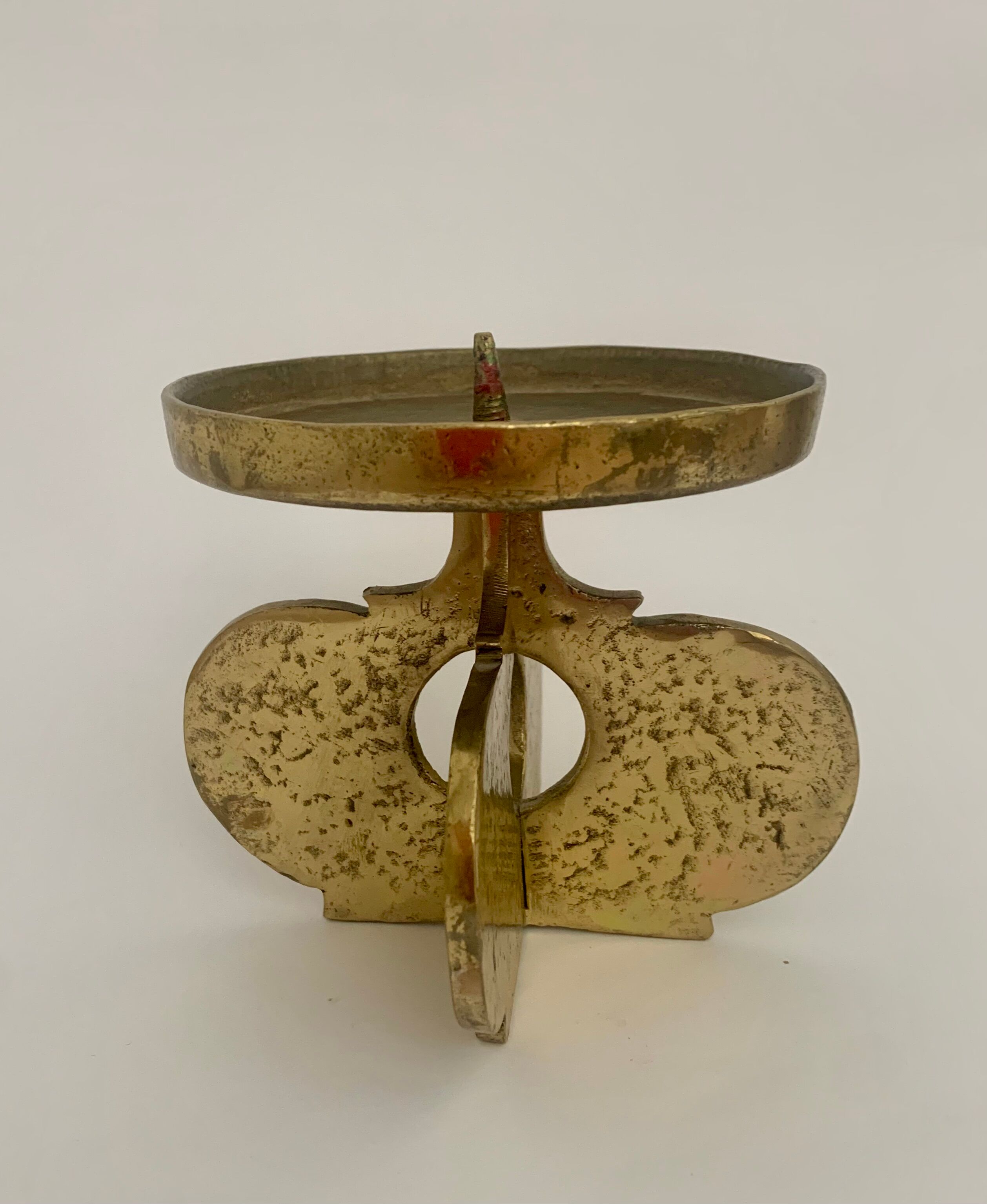 Brutalist bronze candleholder, 1970s