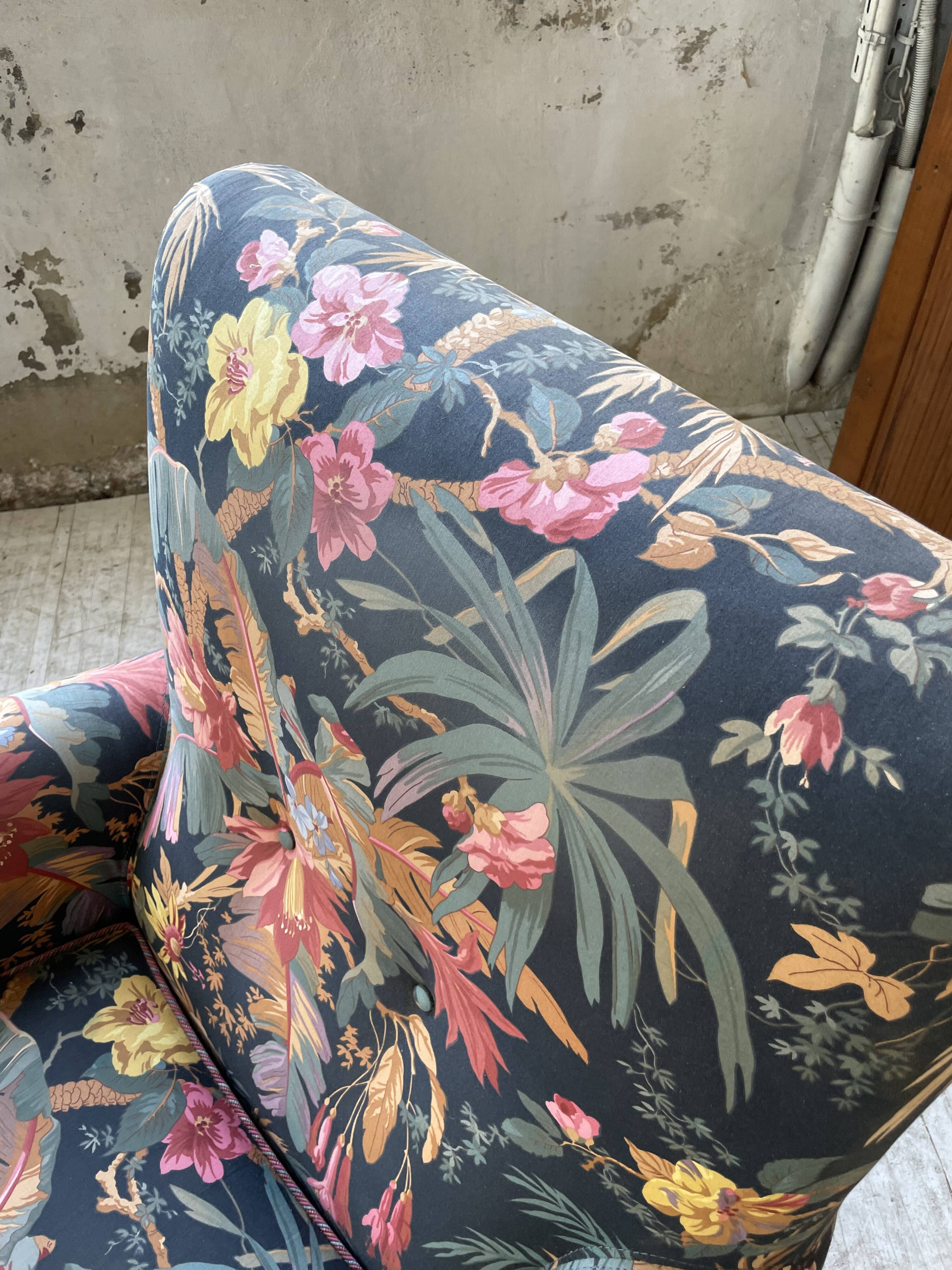 Jean Roche flowered armchair with armrests