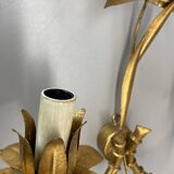 Lot de 2 appliques murales hollywood regency golden florentiner tiki style, italie 1970