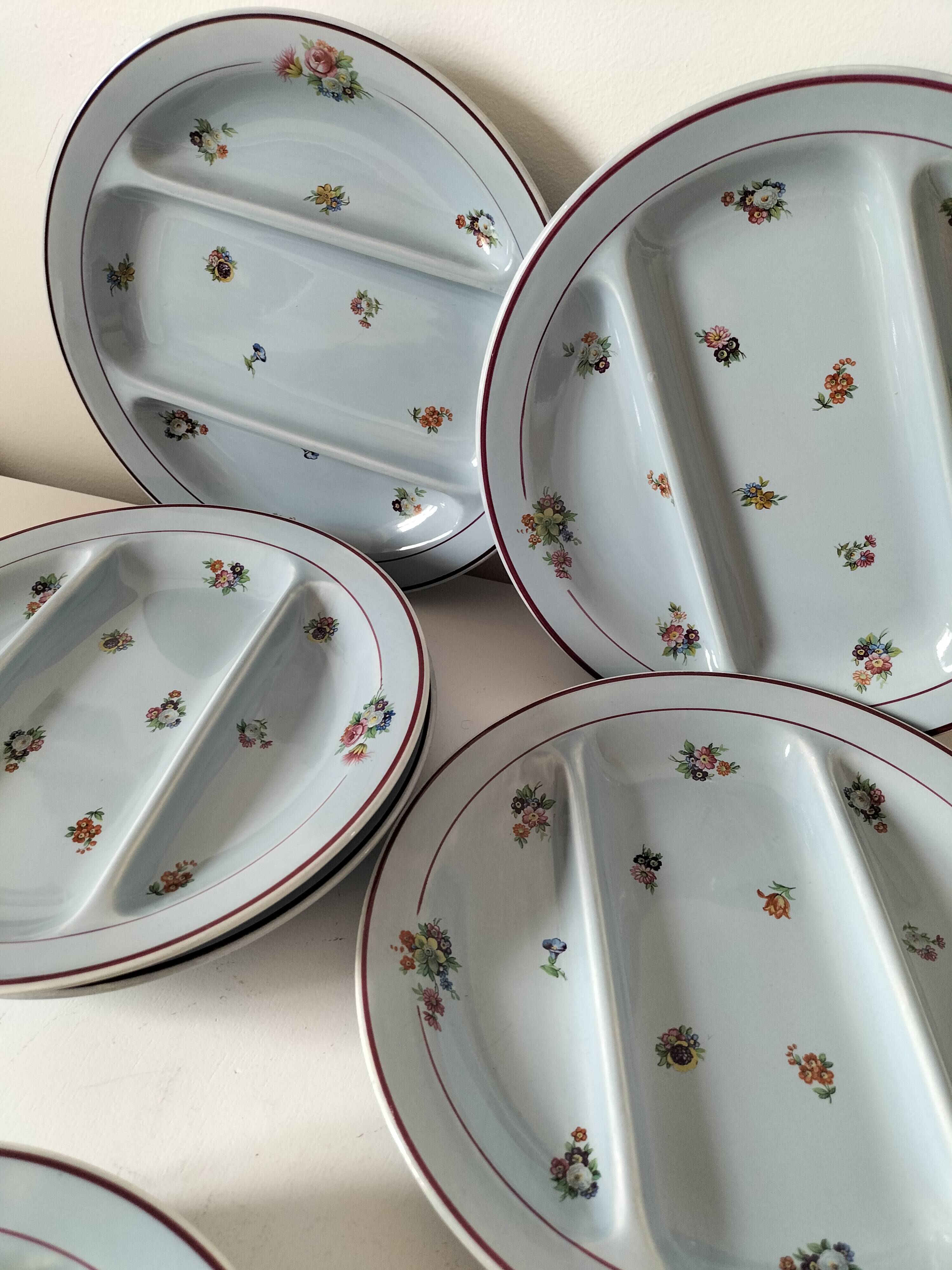 7 compartmentalized plates, Salins, France