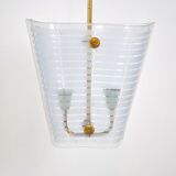 Opaline glass and brass lamp, 1950s