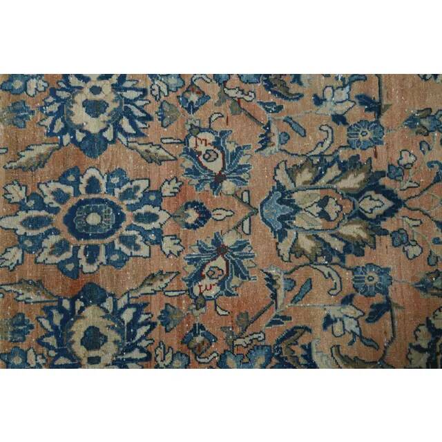 1970s Vintage Persian Handmade Wool Cotton Orange Area Rug 265x372